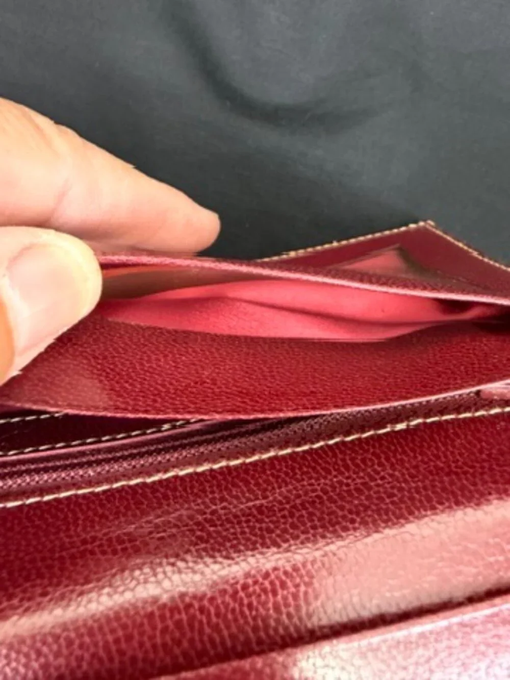 Vintage A. Testoni Burgundy Red Leather Long Continental Checkbook Wallet Italy